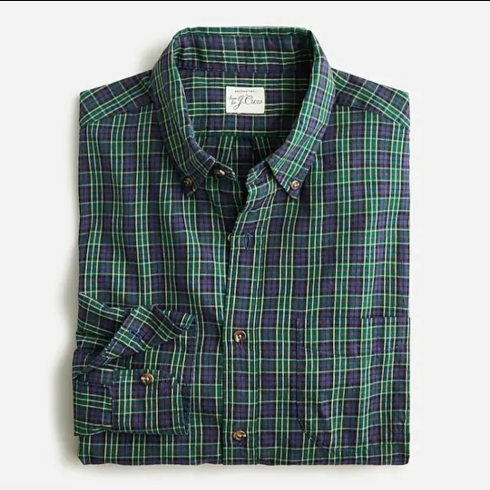J. Crew Brushed Twill Shirt In TALL MEDIUM Or  UNTUCKED LARGE Blue Plaid NWT $98